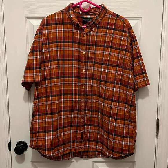 Orange Plaid Button Down Shirt - Picture 2 of 5